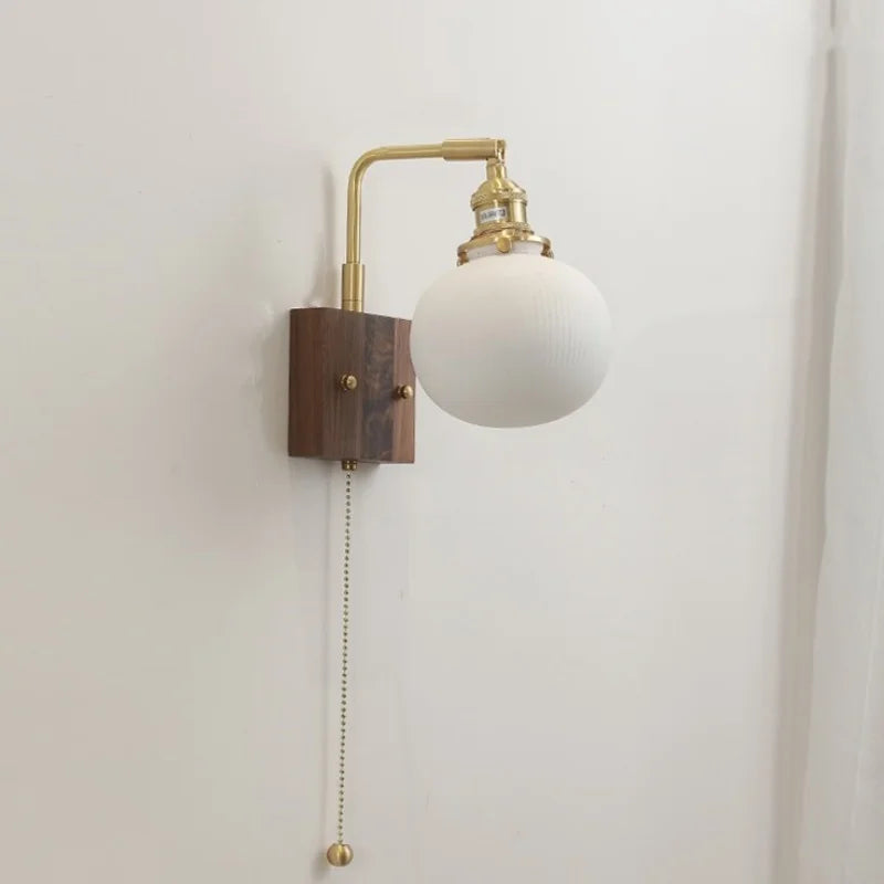Afralia™ LED Ceramic Wall Sconce Pull Chain Switch Light Fixture