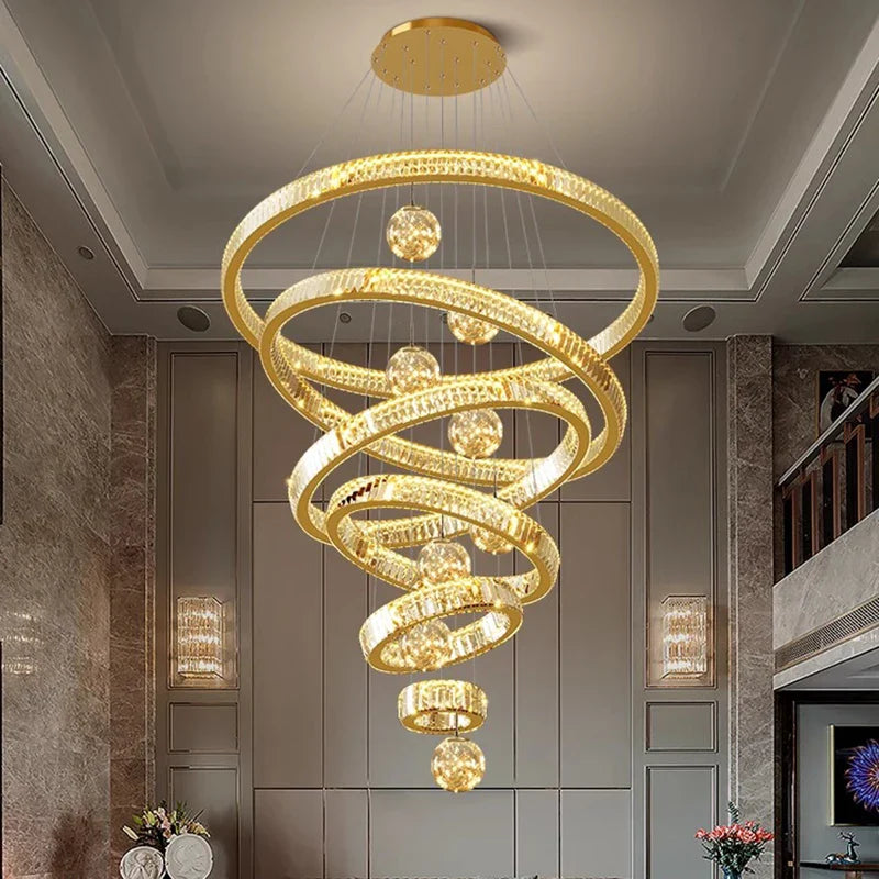 Afralia™ Crystal Chandelier: Modern Living Room Pendant Lamp for Elegant Interior Lighting