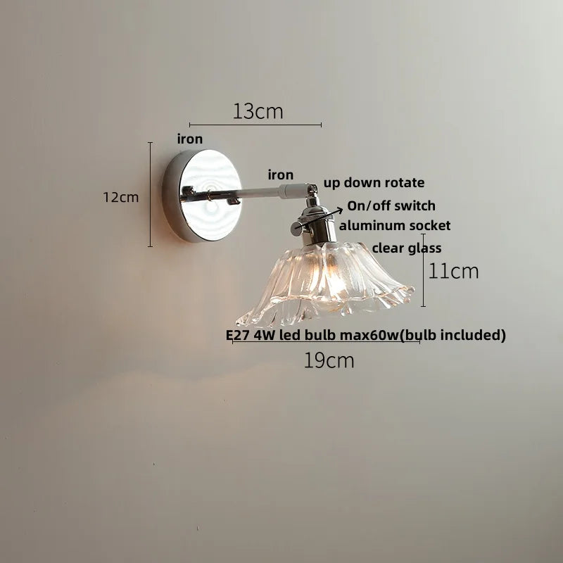 Afralia™ Clear Glass LED Wall Lamp Pull Chain Switch Modern Up Down Rotatable Stair Light Fixtures