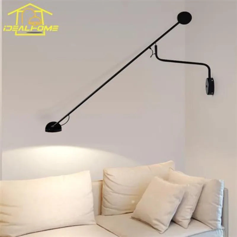 Afralia™ Modern Industrial LED Wall Sconce - Adjustable Long Arm Rotatable Lamp