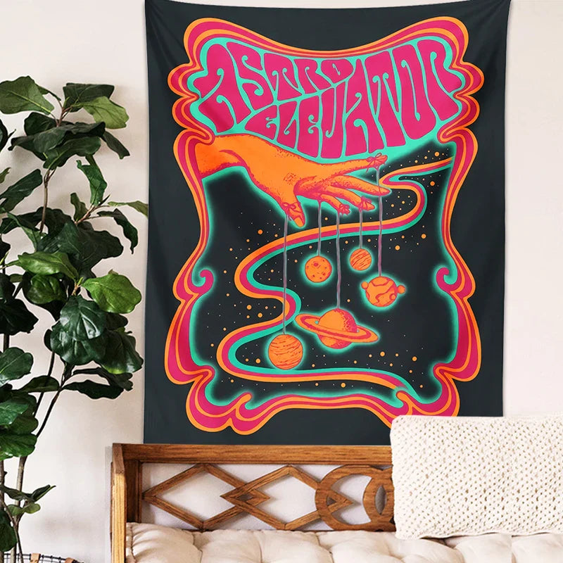 Psychedelic Planet Tapestry Wall Art Hanging for Boho Home Decor by Afralia™