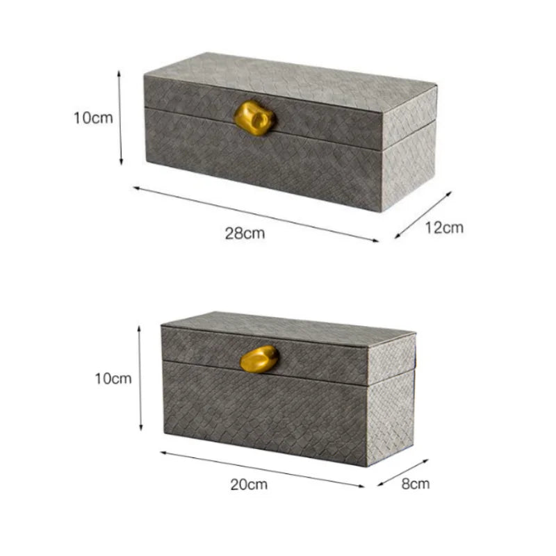 Afralia™ Golden Stone Handle Leather Jewelry Box: Elegant Desktop Storage Container for Home Decor