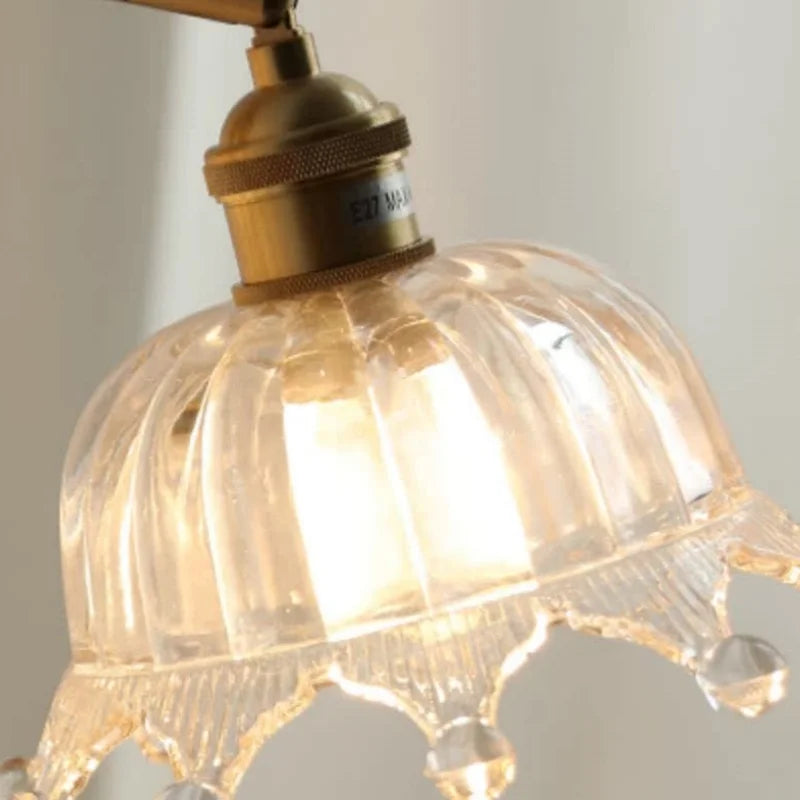 Afralia™ Crown Glass LED Wall Lights Brass Switch Stair Fixtures