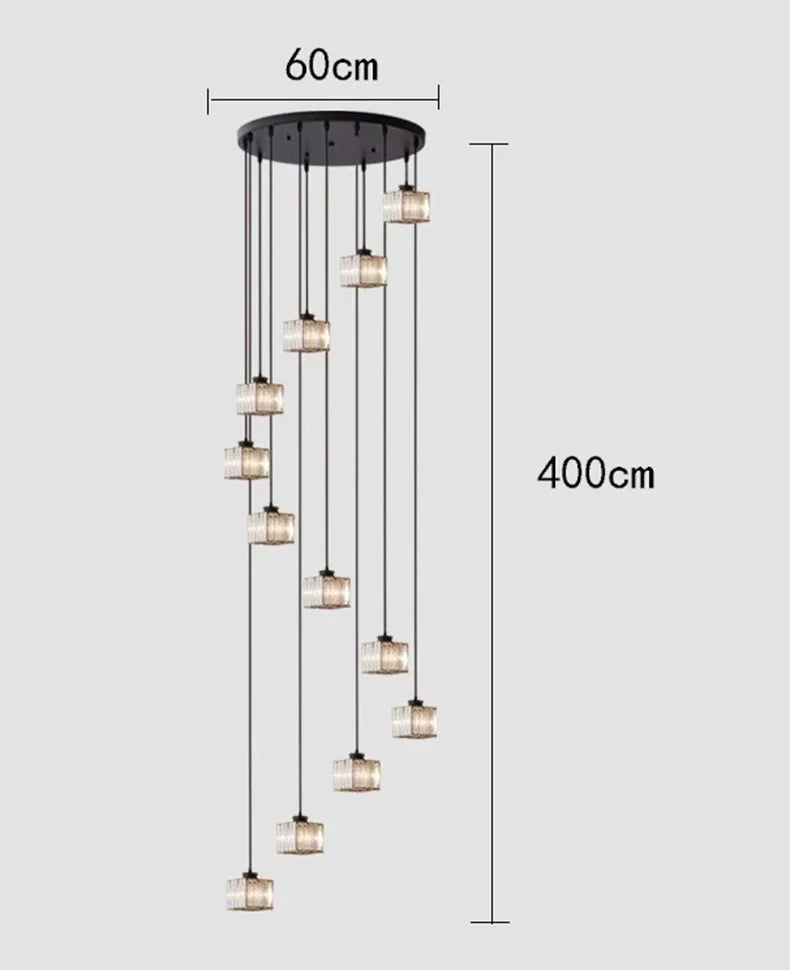 Afralia™ Crystal Staircase Pendant Lamp: Modern Luxury Interior Decoration Lighting for Home & Hotel.
