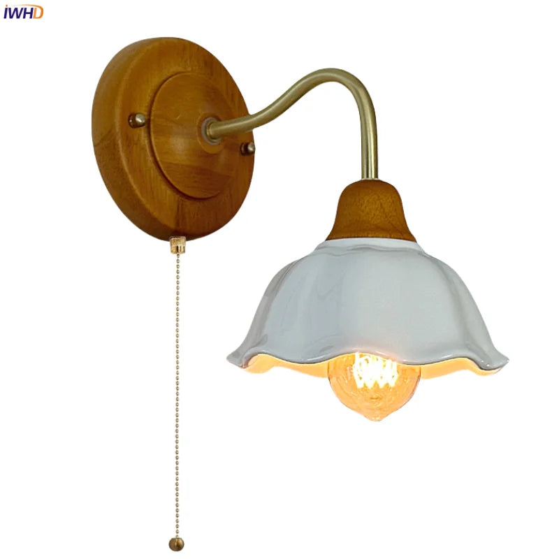 Afralia™ Ceramic Flower LED Wall Light Fixture, Nordic Design for Bedroom, Living Room