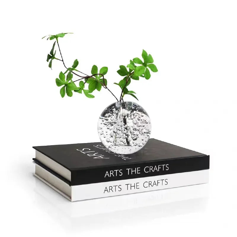 Afralia™ Crystal Bubble Ball Vase with Artificial Flowers for Desk Decoration