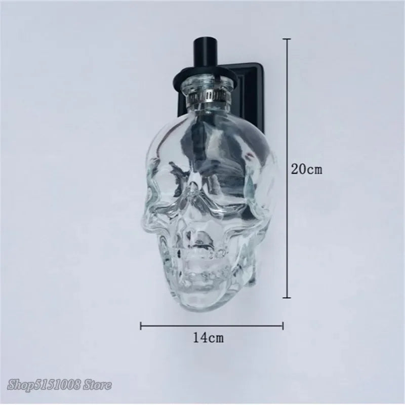 Afralia™ Nordic Skull Bones Clear Glass Bottle LED Wall Sconce for Dinning Room and Bar