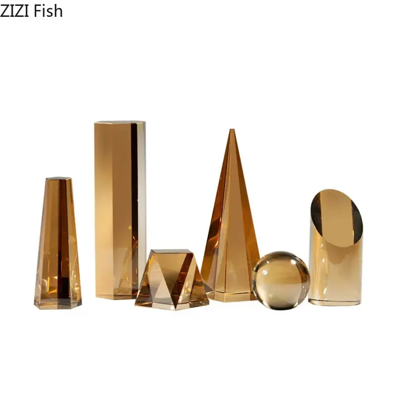 Afralia™ Geometric Crystal Artwork Polyhedron Sculpture Desk Decoration Modern Home Decor