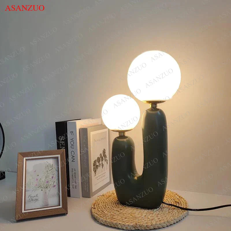 Afralia™ Double Frosted Glass Ball Table Lamp for Bedroom & Living Room Lighting