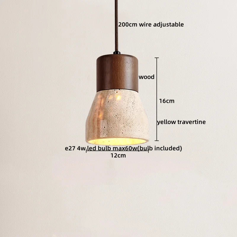 Afralia™ Travertine Stone LED Pendant Chandelier for Modern Living Spaces