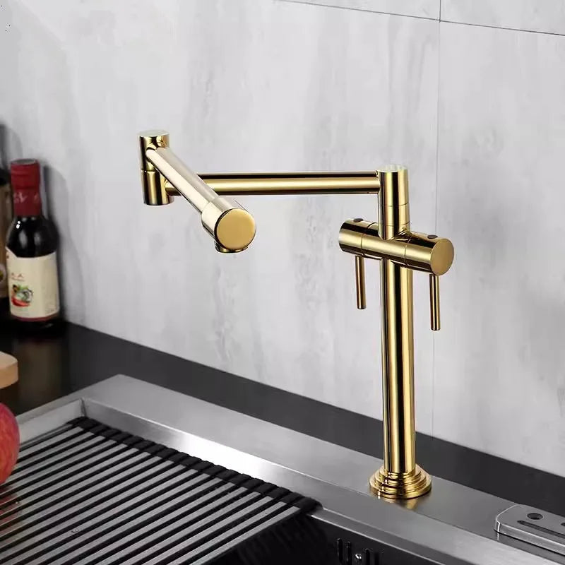 Afralia™ Solid Brass Kitchen Faucet with Rotating Crane for Deck Mounted Sink Mixer