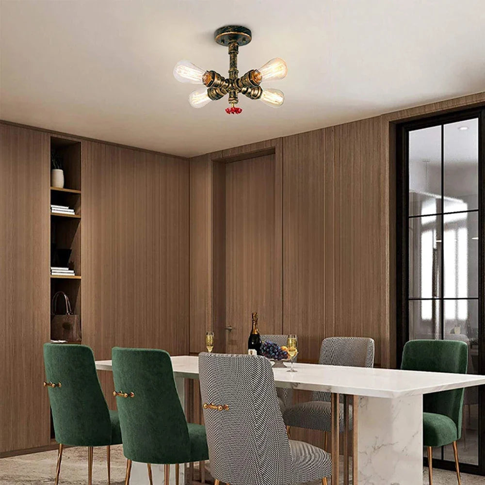 Afralia™ Industrial Water Pipe Ceiling Light Fixture for Living Room and Restaurant Decor