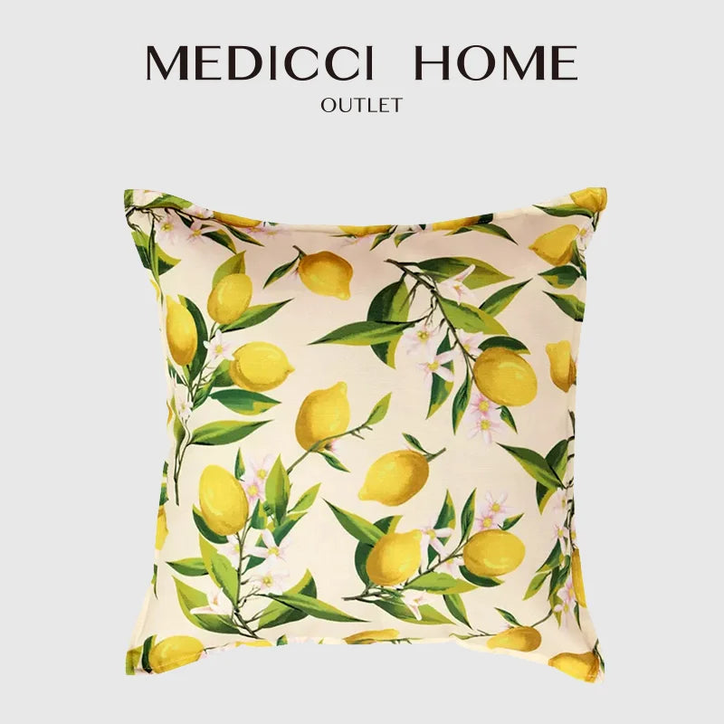 Afralia™ Lemon Print Chenille Cushion Cover 45x45cm - Waterproof Nordic DecorCase