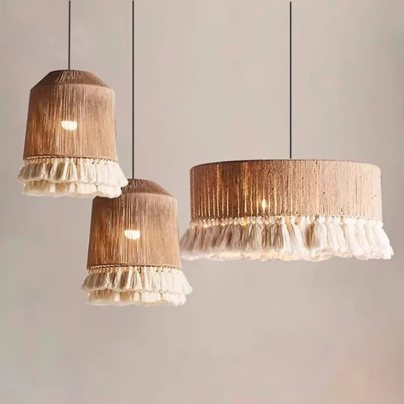 Afralia™ Hemp Rope E27 LED Pendant Lights Chandelier Lighting - Nordic Minimalism