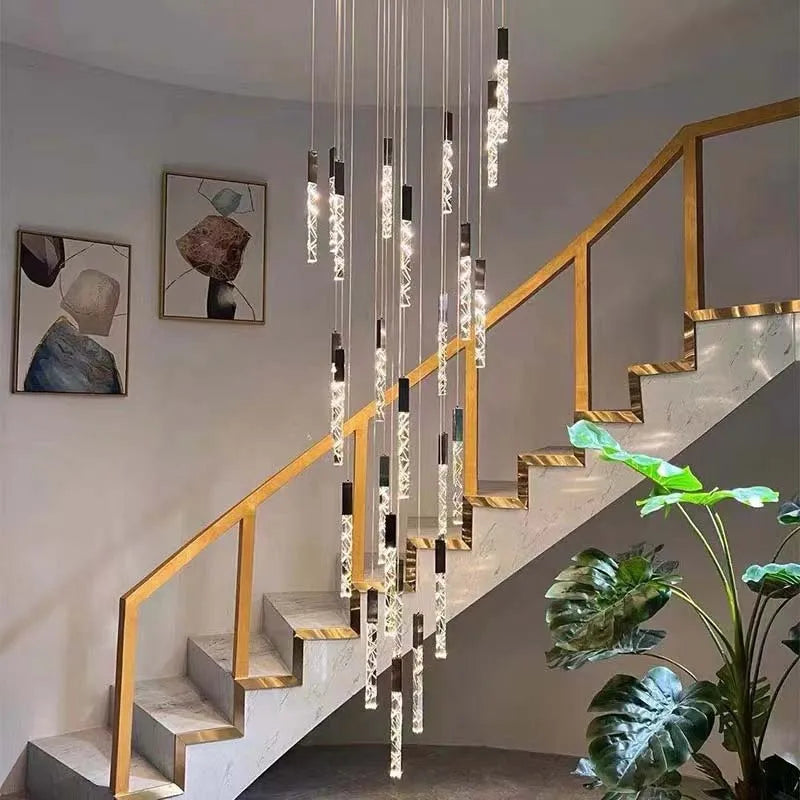 Afralia™ Crystal LED Chandelier: Modern Luxury Staircase & Living Room Hanging Lamp