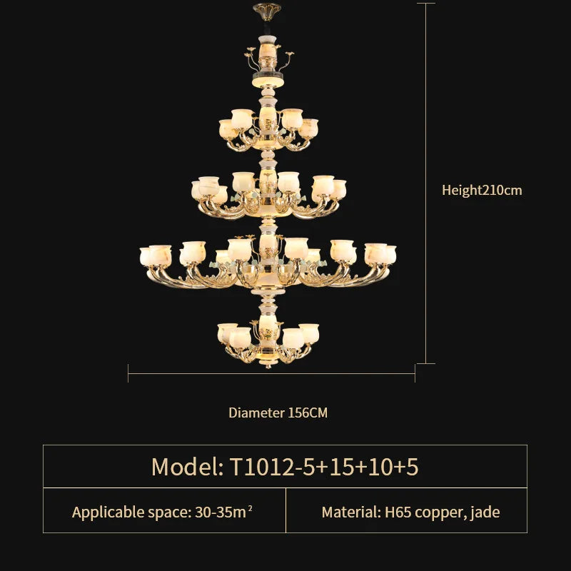 Afralia™ Luxe Jade Copper Living Room Chandelier