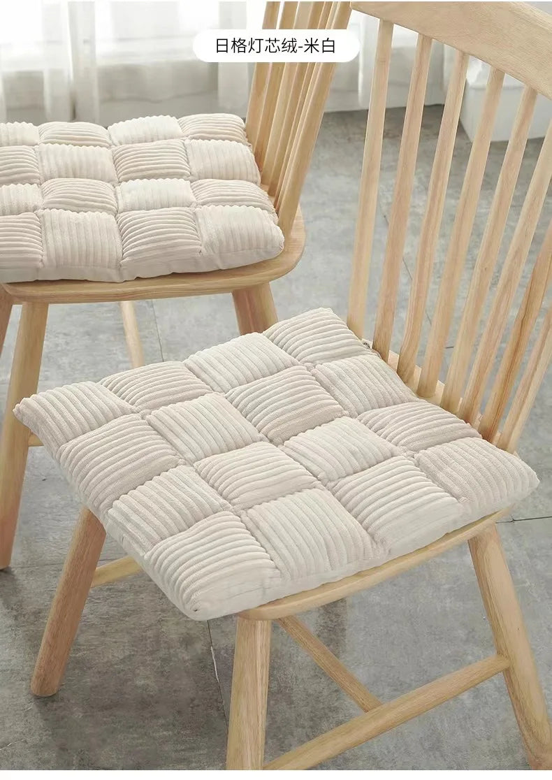 Afralia™ Corduroy Cushion: Plaid Thickened Office Chair, Dining Chair, Sofa Floor Cushion