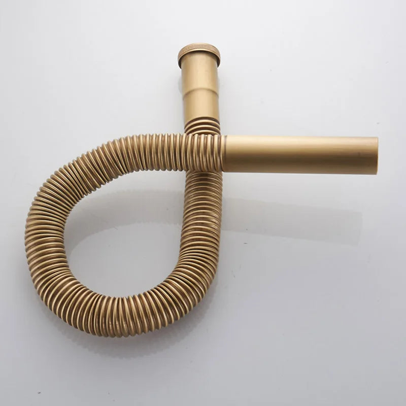 Afralia™ Brass Hose Siphon Sink Drain Water Tube Pipe DN30 Set.