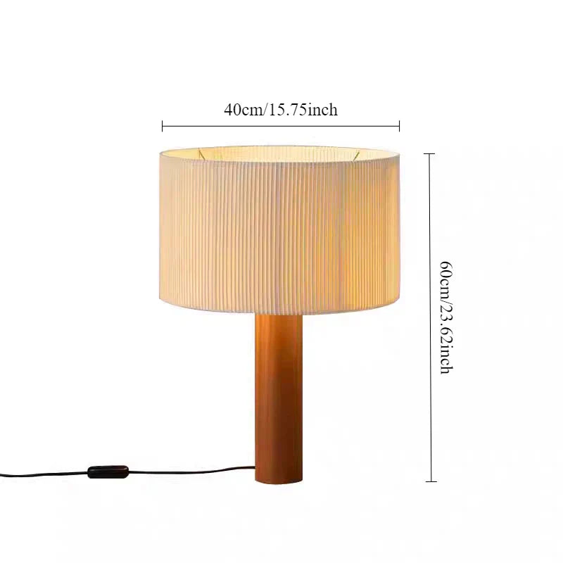 Afralia™ Solid Wood Table Lamp with Fabric Shade for Living Room and Bedside
