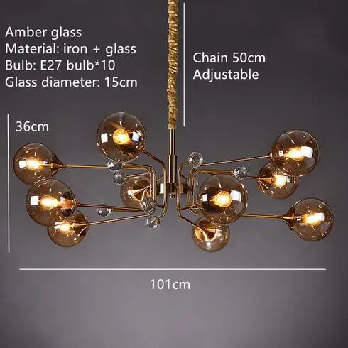 Afralia™ Glass Bubble Chandelier: Vintage Industry Lighting for Living Bedroom Kitchen