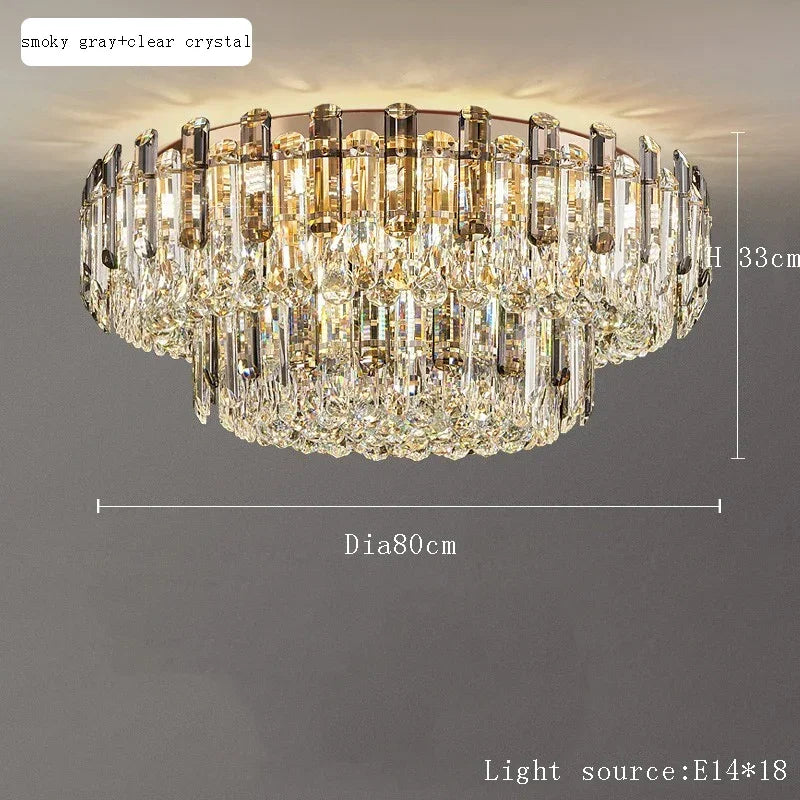 Afralia™ Nordic Crystal Chandelier LED Round Light for Living Bedroom Dining Room