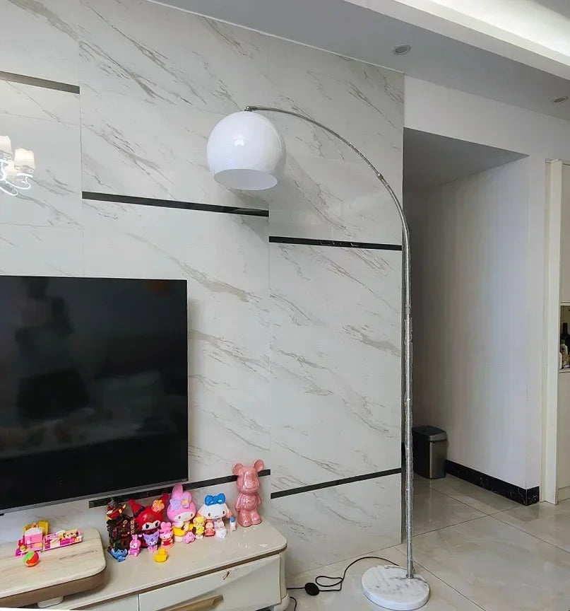 Afralia™ Curved LED Floor Lamp for Living Room Stainless Steel Personality Design