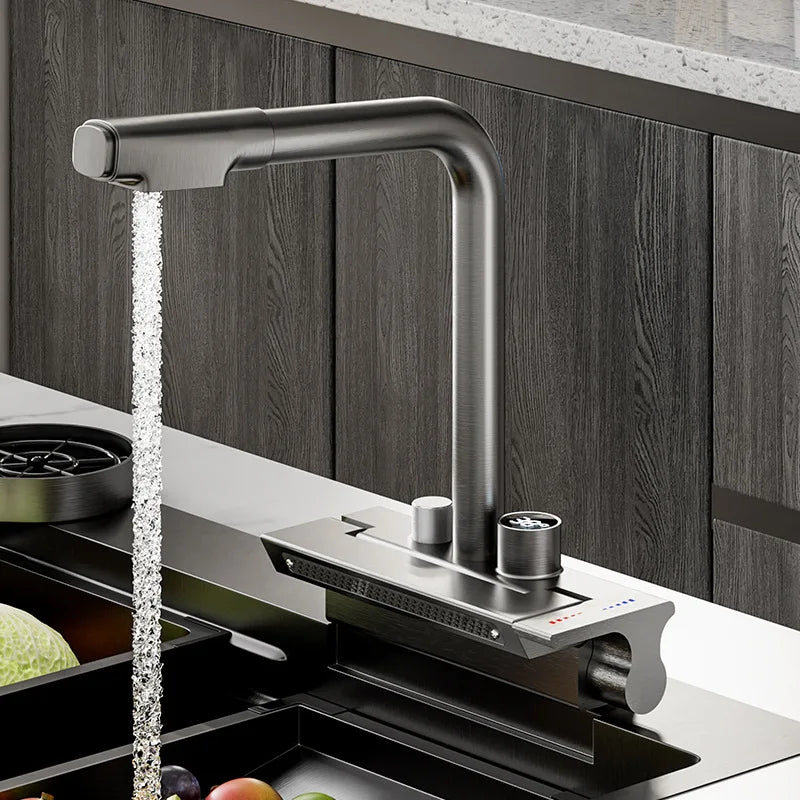 Afralia™ Digital Display Pull Out Kitchen Faucet - Single Hole Temperature Mixer