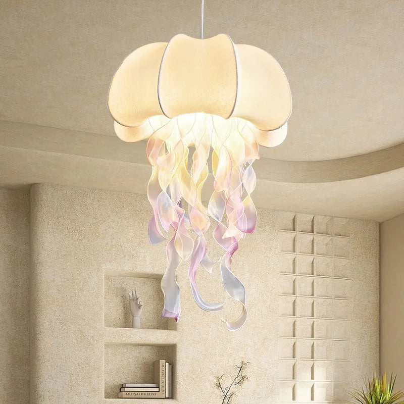 Afralia™ Jellyfish Silk Chandelier: Romantic Pendant Light for Living Room Bedroom Dining Room