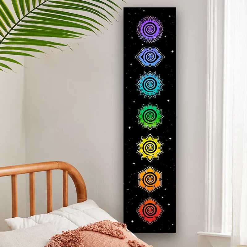 Afralia™ Rainbow Chakras Tapestry for Meditation and Yoga Home Decor