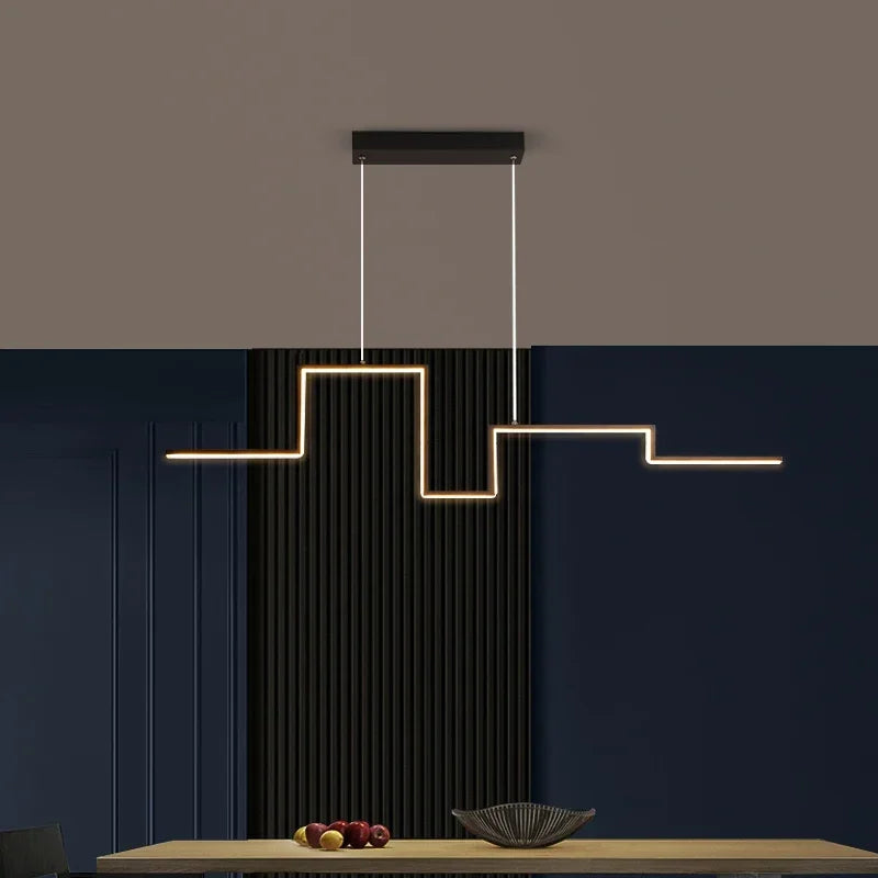 Afralia™ Nordic Black LED Chandelier Lighting for Living Dining Room Kitchen Office Island