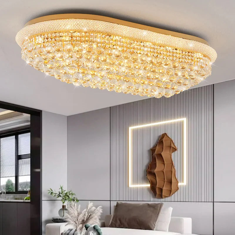 Afralia™ Crystal LED Ceiling Chandelier for Modern Living Room & Dining Room Lighting