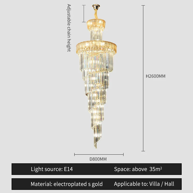 Afralia™ Crystal Chandelier: Elegant Villa Living Room Lighting
