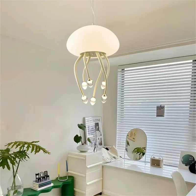 Afralia™ Modern Jellyfish LED Hanging Lamp Dimmable Warm Art for Bedroom & Living Room