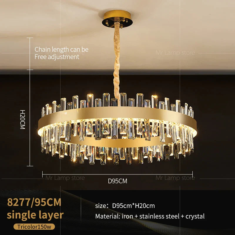 Afralia™ Crystal Chandelier for Living Room Bedroom Dining - Energy-saving Light Luxury Lamps