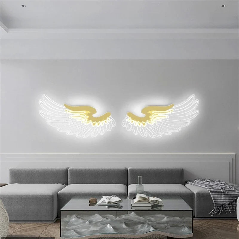 Afralia™ Angel Wings RGB LED Wall Lamp for Living Room Bedroom Restaurant Bar