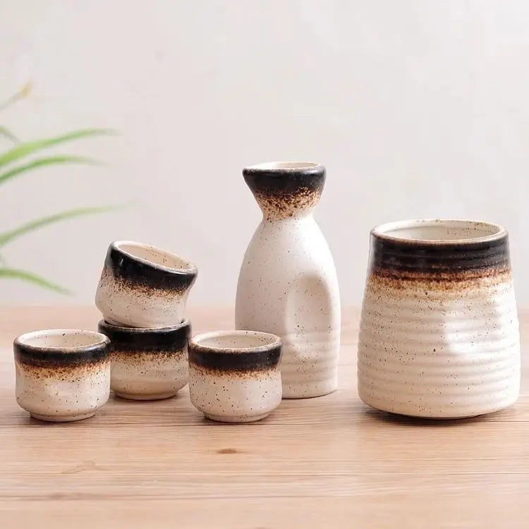 Afralia™ Ceramic Wine Sake Set with Heater and Dispenser