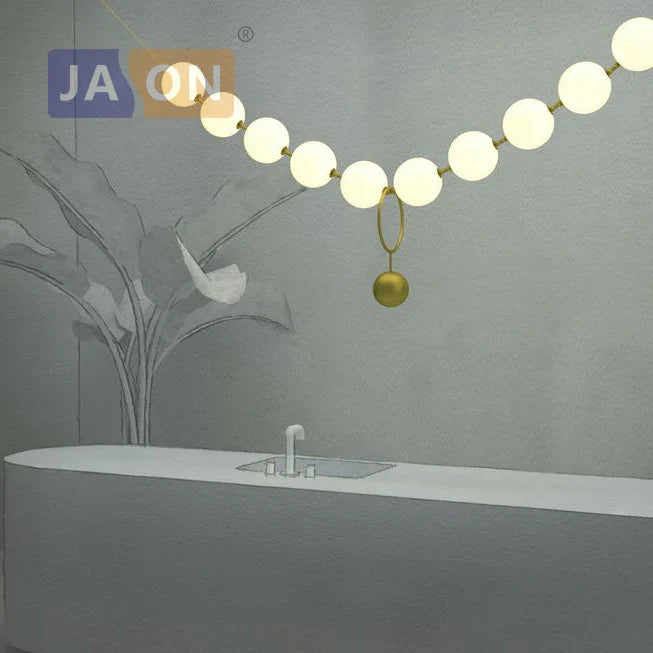 Afralia™ Brass Artistic Necklace Chandelier Lighting for Living Room