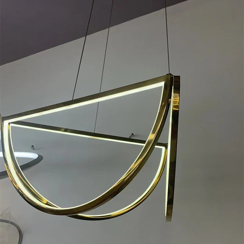 Afralia™ Stainless Steel LED Chandelier, Elegant Half Circle Pendant Lamp for Home and Hotel