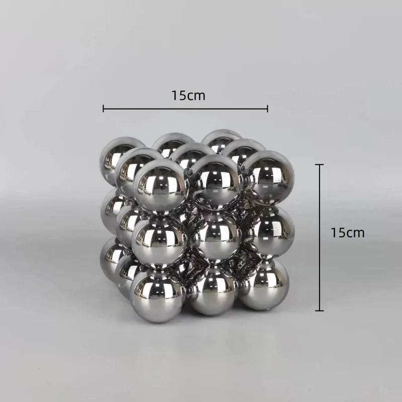 Afralia™ Geometric Crystal Glass Ball Stack Blocks Home Decoration