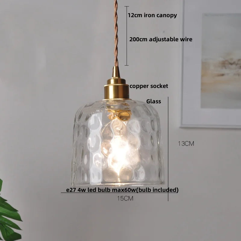 Afralia™ Minimalist Clear Glass Pendant Light Fixture with Copper Socket for Modern Living Space