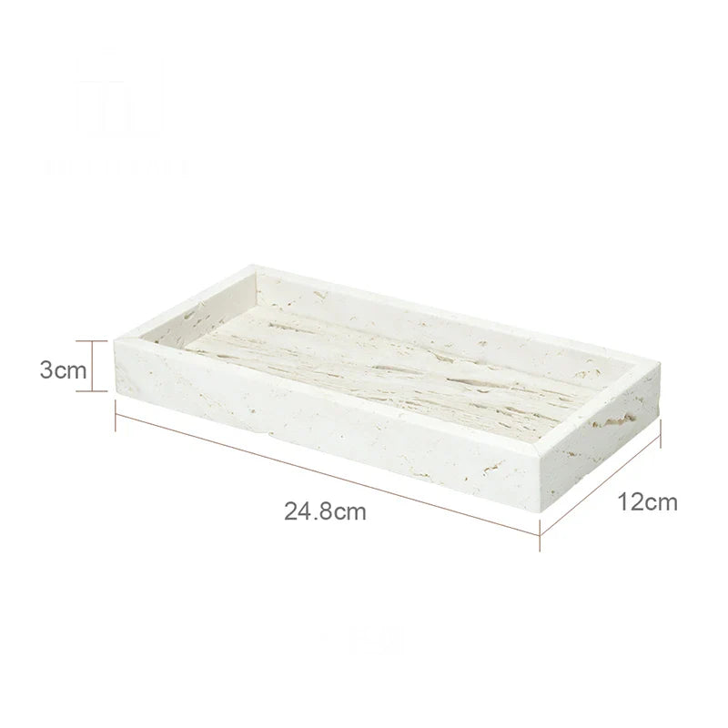 Afralia™ Beige Travertine Marble Bathroom Set - Soap Dispenser Toothbrush Holder Tissue Box