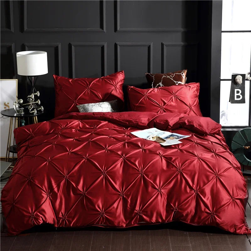 Afralia™ Rayon Pinch Pleated King Duvet Cover Set with Pillowcase