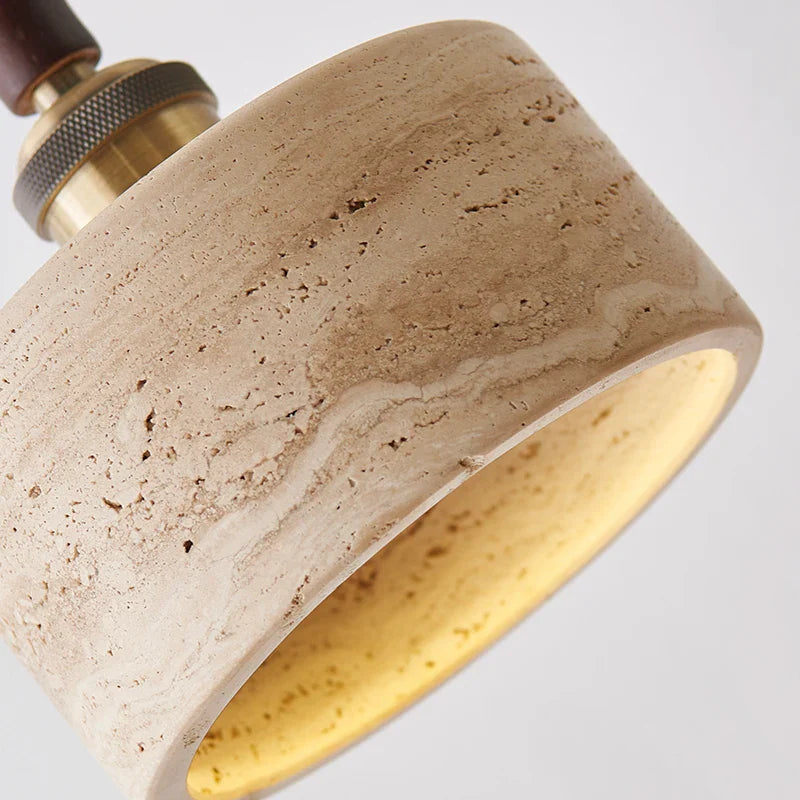Afralia™ Yellow Travertine LED Hanging Lamps for Living Room, Bedroom, and Dining Room