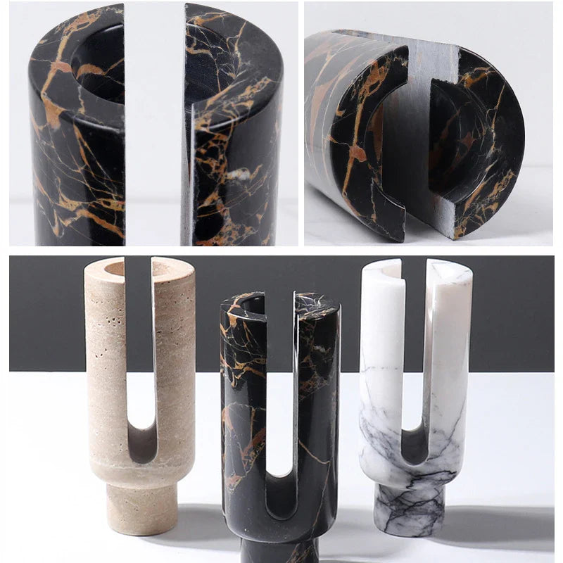 Afralia™ Marble Candle Holder for Wedding Dinning Party Tealight Stand Vintage Decor
