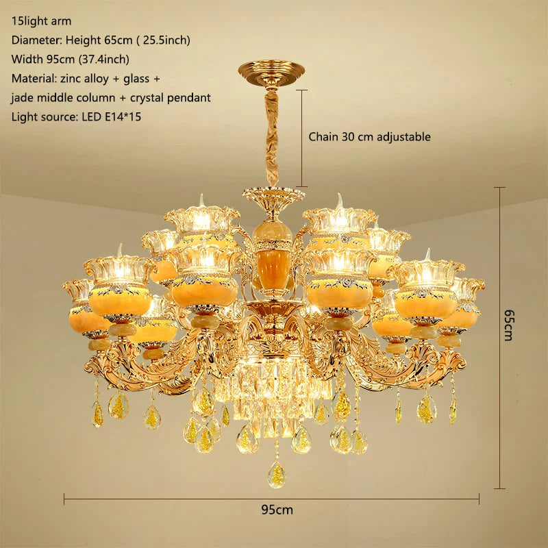 Afralia™ Luxury Jade Crystal Chandelier for Elegant Living Spaces