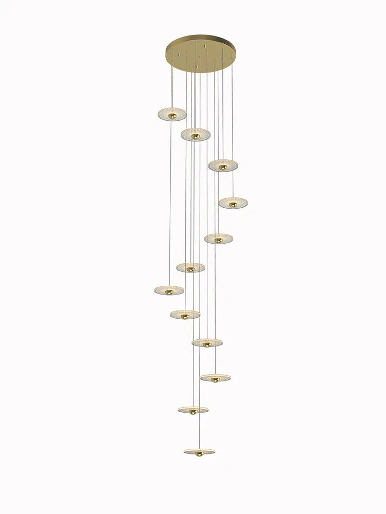 Afralia™ LED Chandelier for Revolving Staircase | Loft Villa Ceiling Hanging Lamp