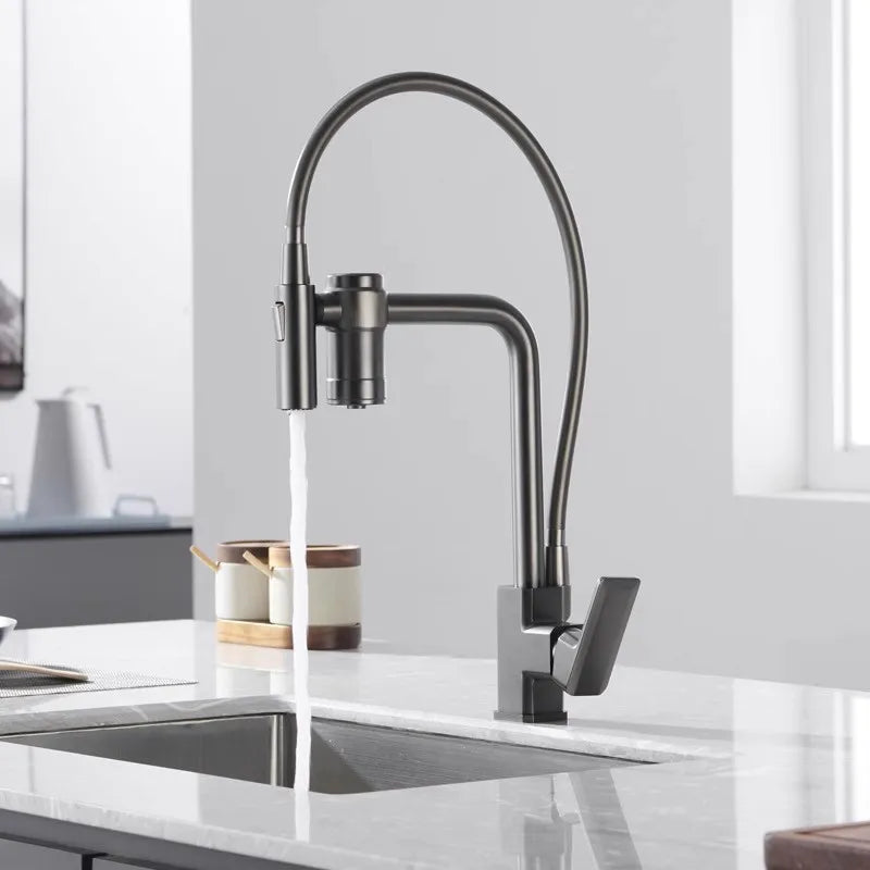 Afralia™ Black Brass 3 Way Kitchen Faucet Deck Mounted Filter Tap Mixer