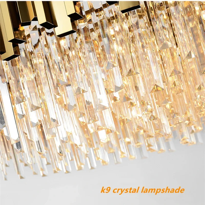 Afralia™ Modern Gold K9 Crystal Chandelier for Luxury Home Decor & Lighting