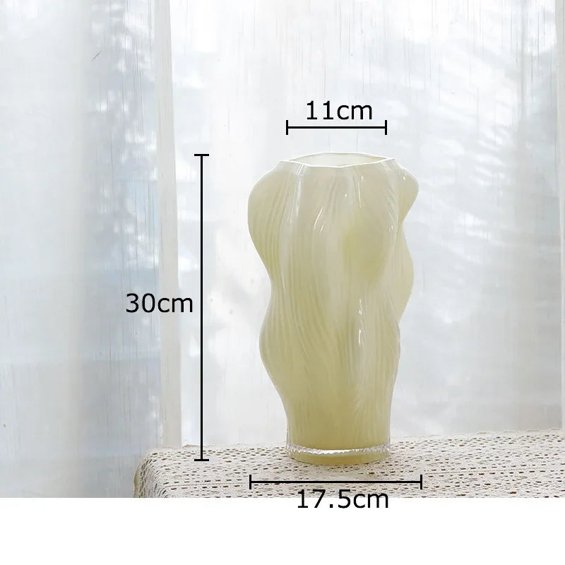 Afralia™ Shaped Ripple Glass Vase for Desk Decoration and Floral Arrangements
