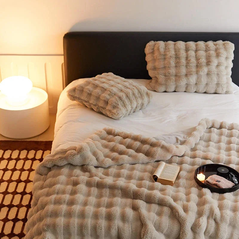 Luxury Tie-dye Tuscan Faux Fur Weighted Blankets by Afralia™: Winter Sofa & Bed Warmth